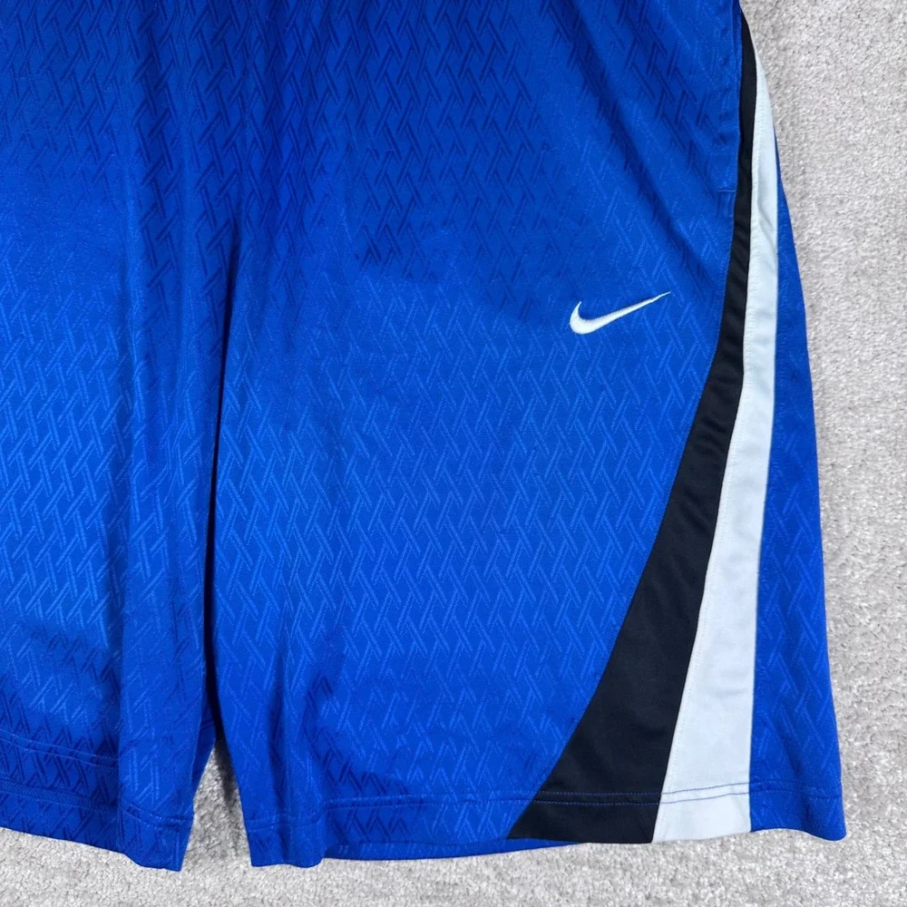 Nike Basketball Shorts Mens Large Blue Black White Geometric Pattern Swoosh Logo